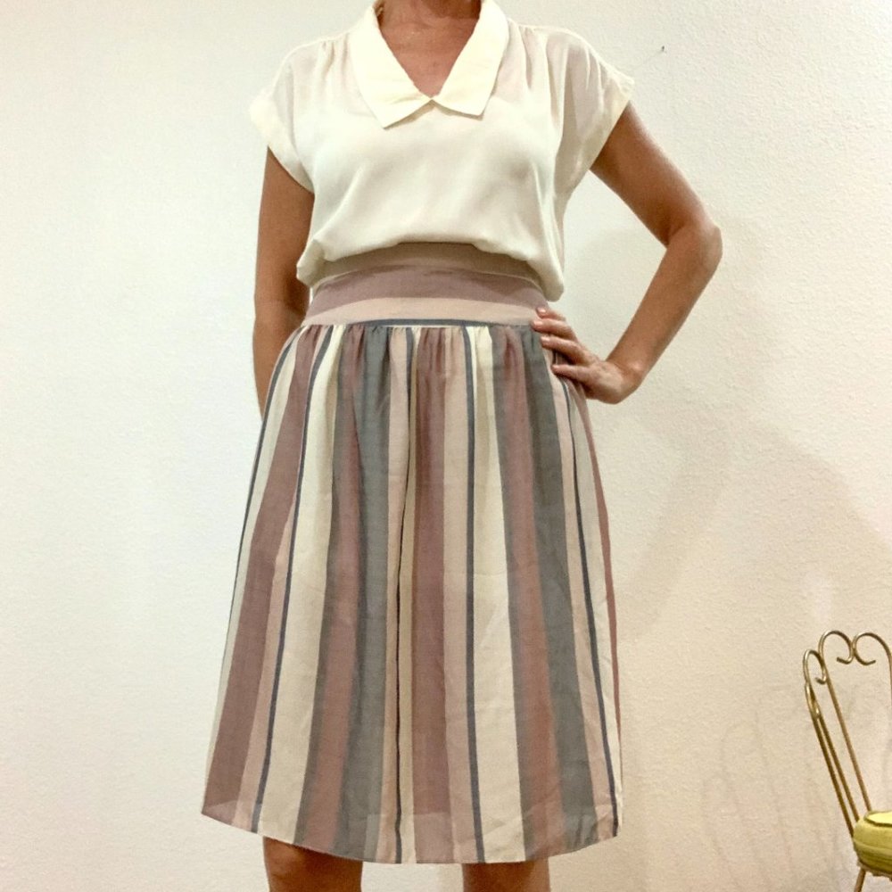 Vintage Campus Casuals1980's striped skirt and blouse set